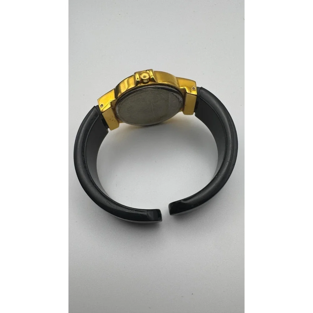 Vintage Joan Rivers Watch Bangle Classics Black Lucite Cuff Gold Tone READ